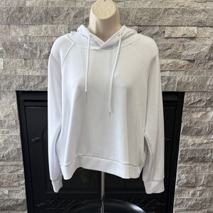 Aqua Athletic Lightweight White Slighyly Cropped Hoodie Sweatshirt